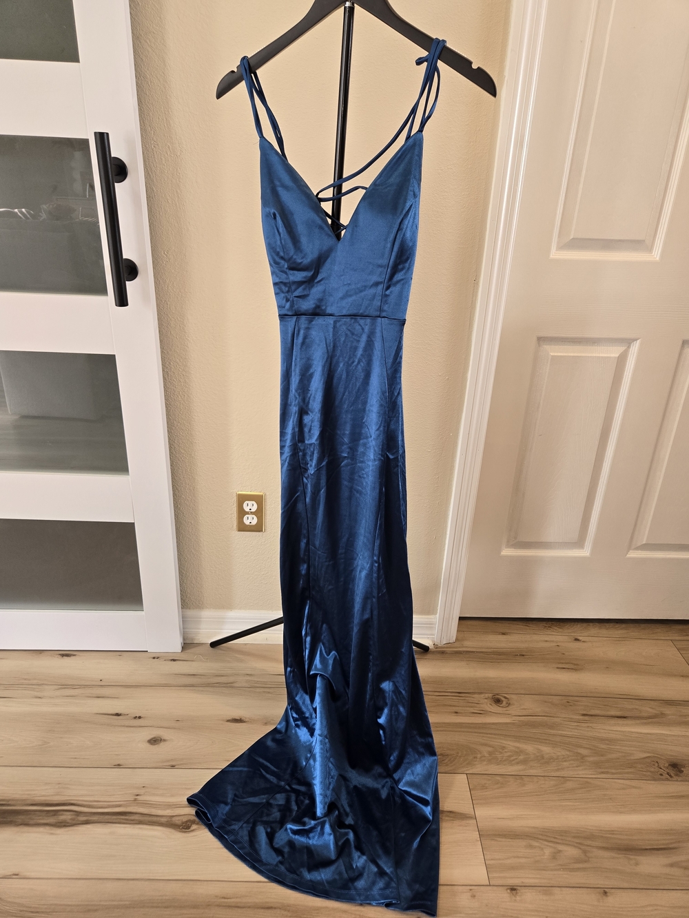 Windsor Teal Blue Satin Maxi Dress